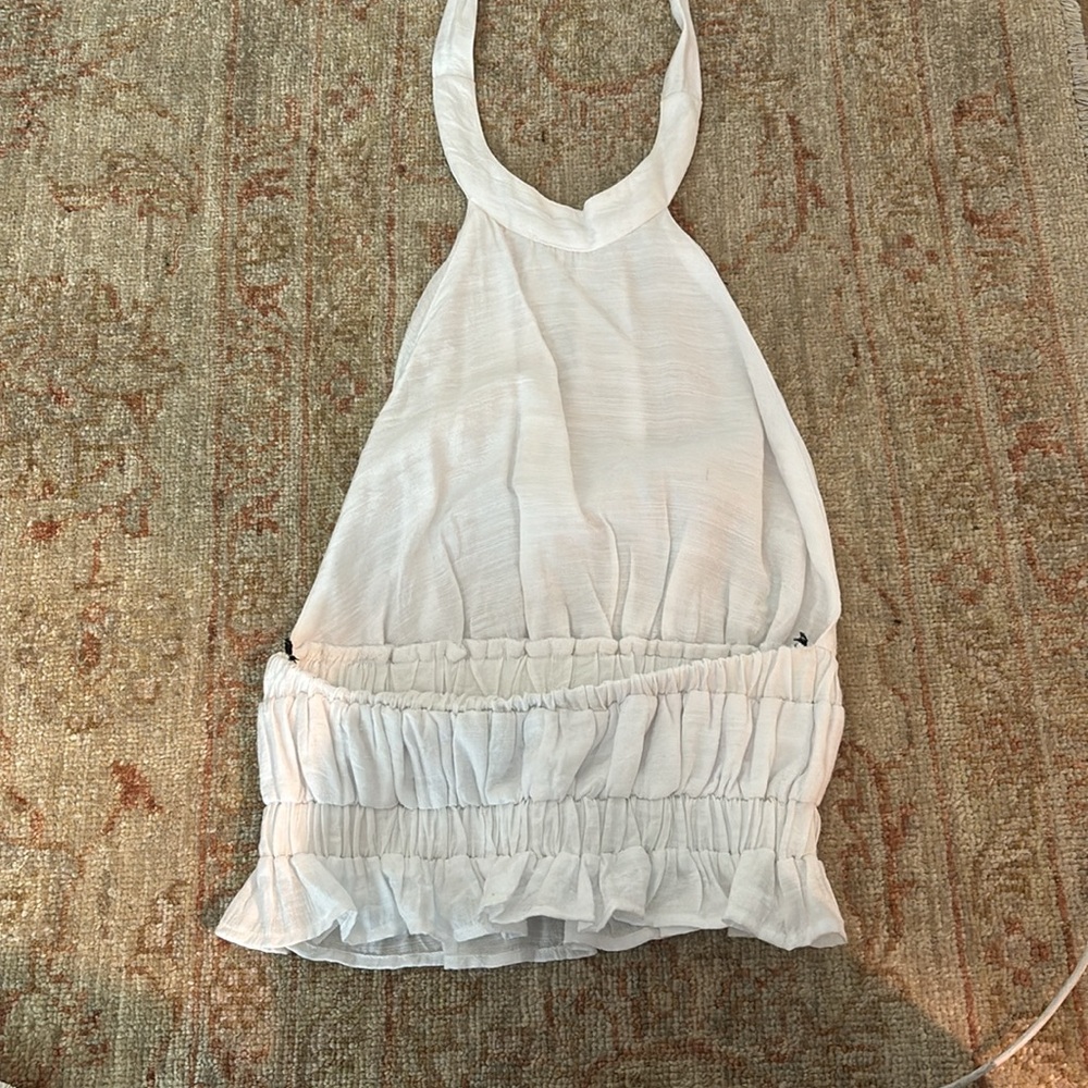 White Ruched Halter Top - Picture 2 of 2
